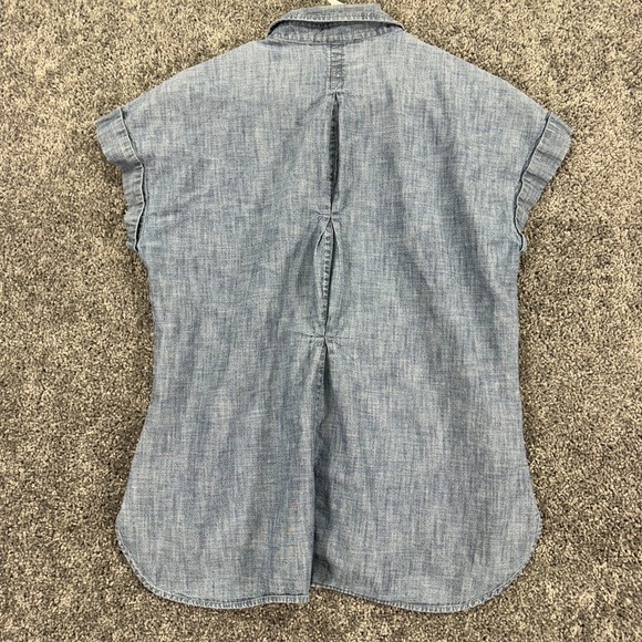 Banana Republic Shirt Womens Medium Blue Sleeveless Button Collared Casual City - Picture 2 of 6
